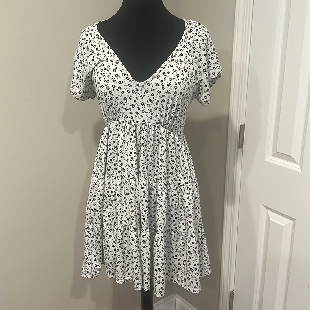 Urban Outfitters White dress with Black flowers
